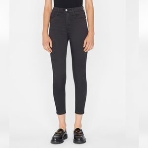 Frame Jeans Ali High Rise Cigarette Stretch Black Acid Wash Raw Hem Size 26